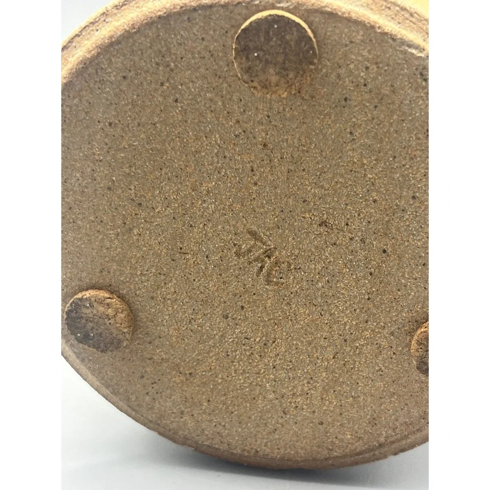 Handmade Signed‎ Pottery Kitchen Canister Jar Cork Lid Spoon Rest Rustic Style